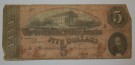 Sedel CSA Five Dollars Richmond Civil War Original