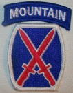 10th Mountain Airborne Division Tygmärke + Båge Original färg