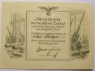 Diplom Urkunde Zum Gerburtstag des Führers 1940 WW2 Original
