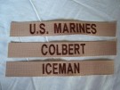 Namn set Generation Kill USMC Desert ICEMAN COLBERT US MARINES