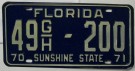 Florida Nummerplåt USA Sunshine State 1970-71