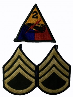 2nd Armored Division + Staff Sgt Rank Färg WW2 typ