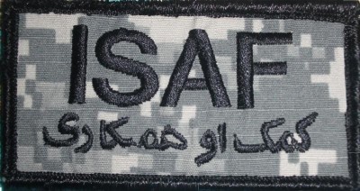 ISAF med Arabisk text ACU Kardborre