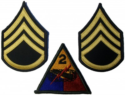 2nd Armored Division + Staff Sgt Rank Blue WW2 typ