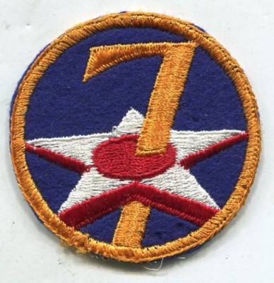 Tygmärke 7th USAAF US Army Air Force WW2 Original
